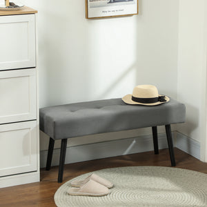 39" Upholstered Ottoman Bench, Corduroy Entryway Bedroom Bench with Padded Seat and Steel Legs for Bedroom – view 21