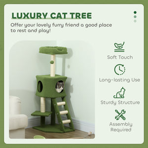 47" Tall Cat Tree Tower with Condo, Ladder, Scratching Posts and Hanging Ball, Light Grey – view 10