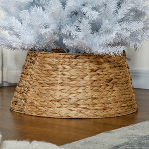 24" Hyacinth Christmas Tree Base Cover, Hand Woven Christmas Tree Collar for Party, Holiday, Home Decoration, Natural