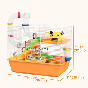 3 Tiers Hamster Cage for Gerbil, Dwarf Hamster with Tunnels, Water Bottle, Exercise Wheel – view 9