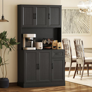 71" Pantry Cabinet with Charging Station, Kitchen Storage Cabinet with Microwave Stand, Adjustable Shelves – view 7
