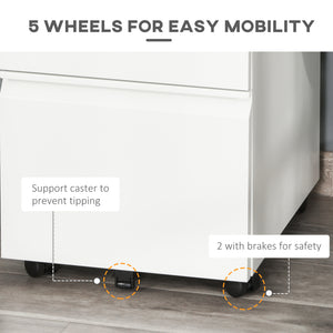 3 Drawer Filing Cabinet, Lockable Office Storage Cabinet on Wheels for Legal, Letter, A4 Files, Black – view 11