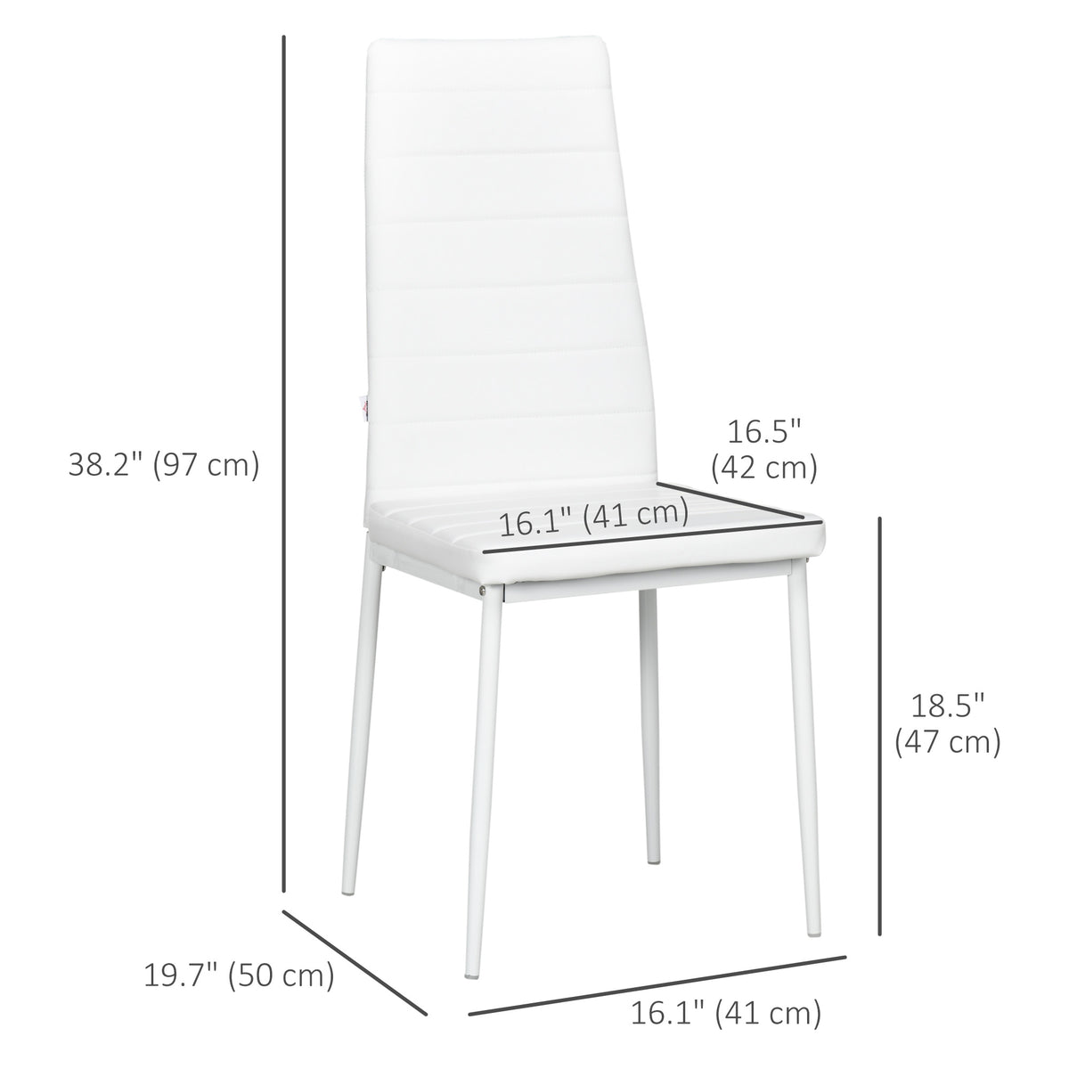 Modern Dining Chairs, Set of 4, High Back PU leather Upholstery and Metal Legs for the Living Room, Kitchen, Home Office, White