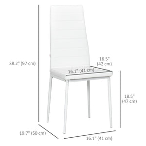 Modern Dining Chairs, Set of 4, High Back PU leather Upholstery and Metal Legs for the Living Room, Kitchen, Home Office, White