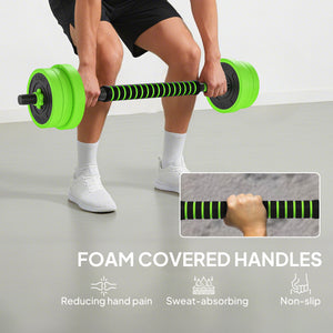 Soozier 44lbs 4-in-1 Adjustable Weight Dumbbell Set, Barbell, Kettlebell, Push Up Stand