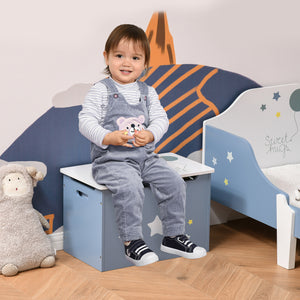 Qaba Kids Toy Storage Box, Organizer Chest with Gas Stay Bar Seating Bench, Blue