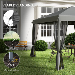 10' x 10' Pop Up Canopy Tent Gazebo, Foldable Canopy Tent with Zipper Mesh Sidewalls, Light Grey