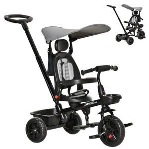 Kids Tricycle 5 In 1 Trike with Reversible Angle Adjustable Seat Removable Handle Canopy Handrail Belt – view 3