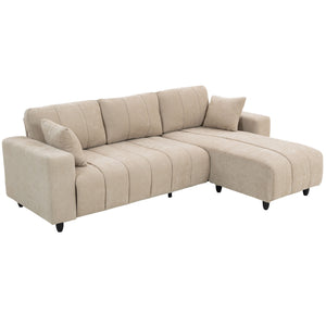 Sectional Couch with Integrated Seat, 3 Seater L-Shaped Sofa with Changeable Chaise, Spring Cushion