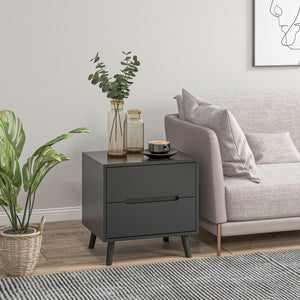 Nightstand, Bedside Table with 2 Drawers, Modern Side End Table with Solid Wood Legs for Bedroom, White – view 13