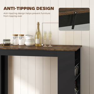 Bar Table Counter Height Dining Table with 3 Storage Shelves for Kitchen, Dining Room, Living Room, Natural