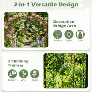 7.5 Feet Garden Arbor Heavy-Duty Metal Arch Trellis with Curved Roof view 5
