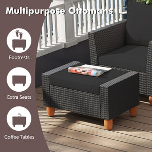 7 Pieces Patio Furniture PE Rattan Sectional Sofa Set with Armchairs and Table-Black view 8