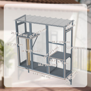 Wooden Catio Outdoor, Cat Window Box Enclosure for 2-3 Large Cats with 2 Jumping Platforms & Scratching – view 2