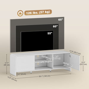 TV Stand for up to 65 Inch TV, Nordic Entertainment Center with 2 Cabinets and 2 Open Shelves for Living Room, Natural