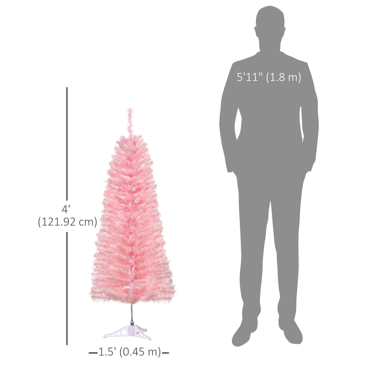 4FT Artificial Christmas Tree Holiday Xmas Holiday Pencil Tree Decoration with Automatic Open for Home – view 2
