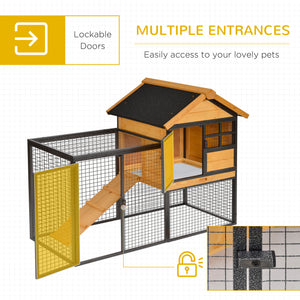 Rabbit Hutch Outdoor, 48"L Large Wooden Bunny Cage with Run, Bite-Resistant Metal Frame – view 5