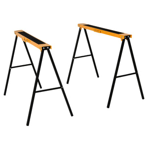 2PCS Saw Horse Twin Pack Folding Workbench Metal Trestle Stands with Non-slip EVA Surface Orange