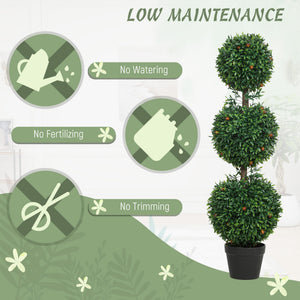 3FT Artificial Boxwood Topiary Tree Set of 2, Faux Two Ball Topiary Tree in Pot for Indoor Outdoor Decor – view 12