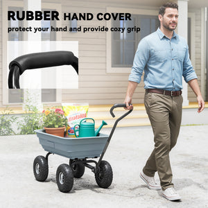 Steel Garden Cart with Handle and 10" Pneumatic Tires, Utility Wagon Cart for Garden, Patio, Lawn, 551 lbs Capacity
