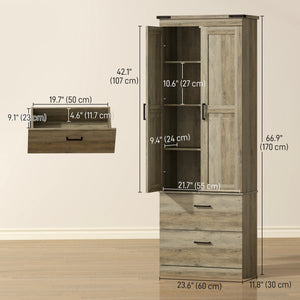 67" Tall Kitchen Pantry Storage Cabinet, Kitchen Pantry Cabinet with Doors, Drawers and Adjustable Shelves – view 23