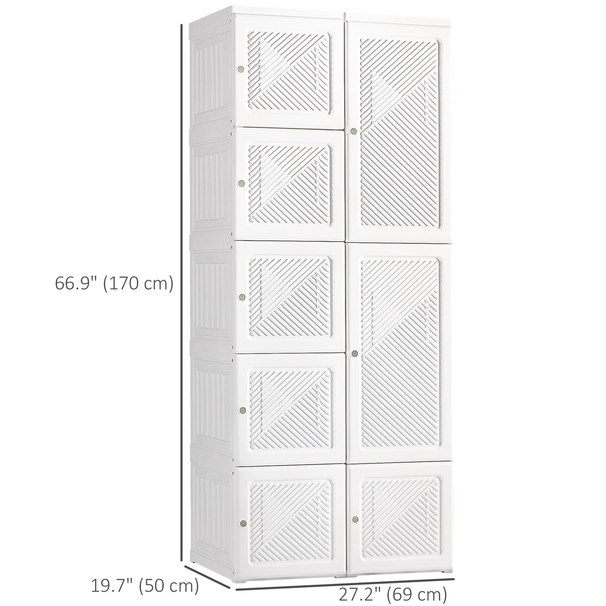 Portable Wardrobe Closet, Folding Bedroom Wardrobe, Clothes Storage Organizer with Cube Compartments, White