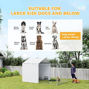 Galvanized Steel Dog Kennel Outdoor with Waterproof & UV-Resistant Cover for Large Dogs, 13.1' x 7.5' x 7.5' – view 6