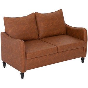 55" Loveseat Sofa, Small 2 Seater Couch with Solid Wood Legs