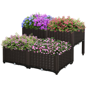 1 Piece Raised Garden Bed PP Raised Flower Bed Vegetable Herb Grow Box Stand Brown – view 22