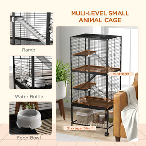 Rolling Small Animal Cage 34"H Chinchilla Cage for Ferrets, Squirrels w/ Removable Tray, Storage Shelf – view 11