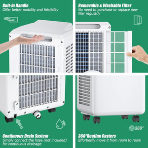 9000 BTU Portable Air Conditioner with Built-in Dehumidifier and Remote Control view 9