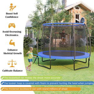 8/10 Feet Recreational Trampoline with Basketball Hoop-12 ft view 3
