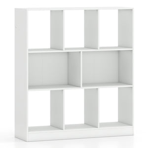 8-Cube Bookcase 3-Tier with 2-Sized Compartments and Anti-Tip Kits for Living Room-White view 4