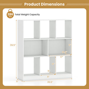 8-Cube Bookcase 3-Tier with 2-Sized Compartments and Anti-Tip Kits for Living Room-White view 5
