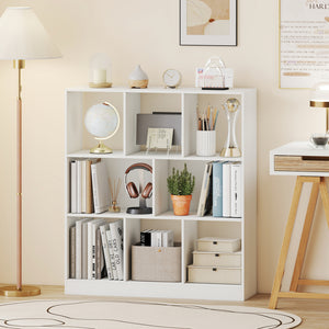 8-Cube Bookcase 3-Tier with 2-Sized Compartments and Anti-Tip Kits for Living Room-White view 6