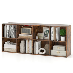 8-Cube Bookcase Bookshelf with 2 Anti-Tipping Kits Storage Organizer-Rustic Brown view 4