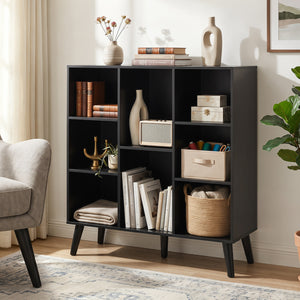 8-Cube Bookcase with Raised Support Legs for Living Room-Black view 2