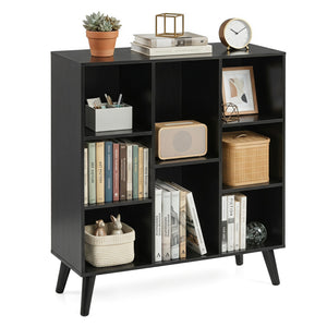 8-Cube Bookcase with Raised Support Legs for Living Room-Black view 4