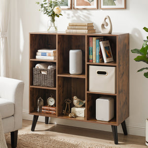 8-Cube Bookcase with Raised Support Legs for Living Room-Rustic Brown view 2