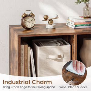 8-Cube Bookcase with Raised Support Legs for Living Room-Rustic Brown view 9