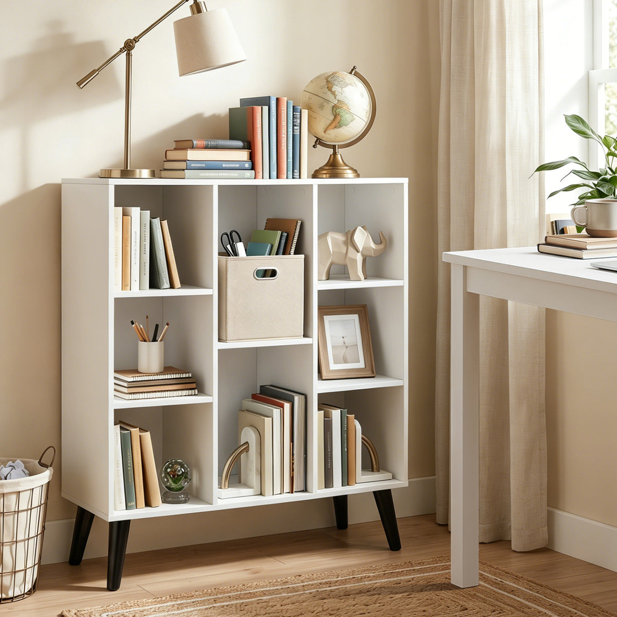 8-Cube Bookcase with Raised Support Legs for Living Room-White view 2