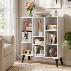 8-Cube Bookcase with Raised Support Legs for Living Room-White view 3
