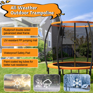 8 Feet ASTM Approved Recreational Trampoline with Ladder-Orange view 4