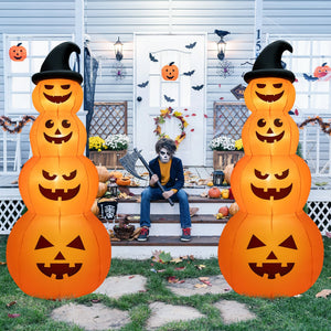 8 Feet Inflatable Halloween Pumpkins Stack with Built-in LED Lights view 2