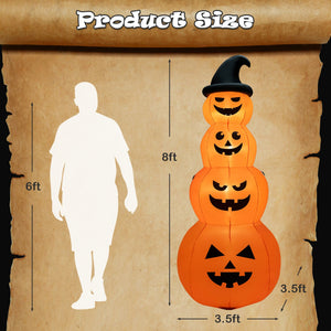 8 Feet Inflatable Halloween Pumpkins Stack with Built-in LED Lights view 4