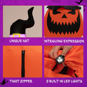 8 Feet Inflatable Pumpkin Family Waterproof Halloween Yard Decoration with LED Lights view 9