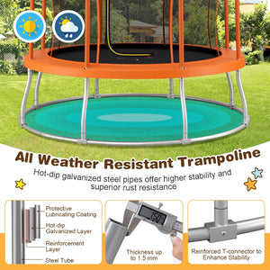 8 Feet Outdoor Unique Flower Shape Trampoline with Enclosure Net-Orange view 8