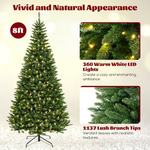 8 FT Corner Artificial Christmas Tree with 1137 Branch Tips and 360 Warm White LED Lights view 8