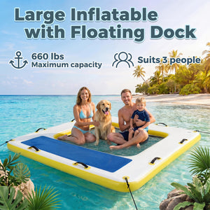 8 ft x 8 ft Inflatable Dock Platform with Mesh Swim Lounge view 4