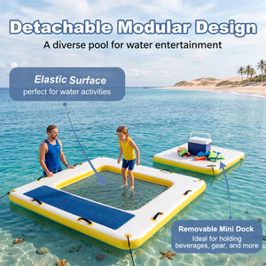 8 ft x 8 ft Inflatable Dock Platform with Mesh Swim Lounge view 7
